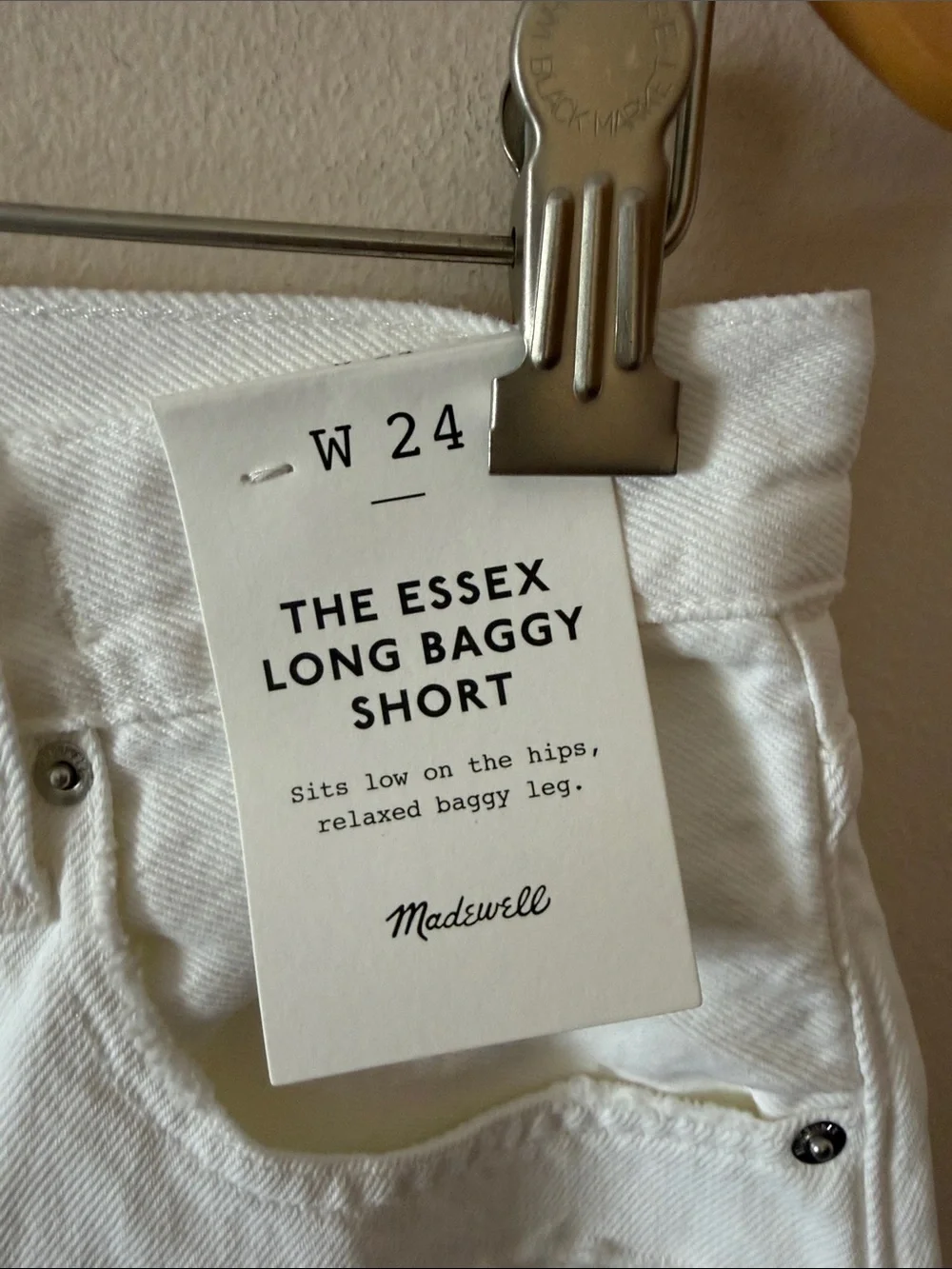 Madewell The Essex Long Baggy Short in Tile White Size 24